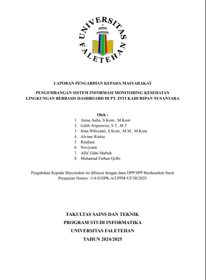 PENGEMBANGAN SISTEM INFORMASI MONITORING KESEHATAN LINGKUNGAN BERBASIS DASHBOARD DI PT. INTI KAHURIPAN NUSANTARA