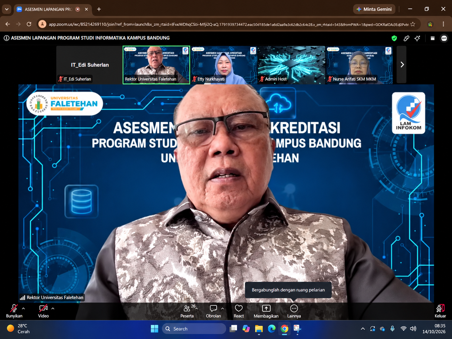 Program Studi Informatika Kampus Bandung Universitas Faletehan Jalani Asesmen Lapangan LAM INFOKOM